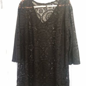 Black plus size swim over up